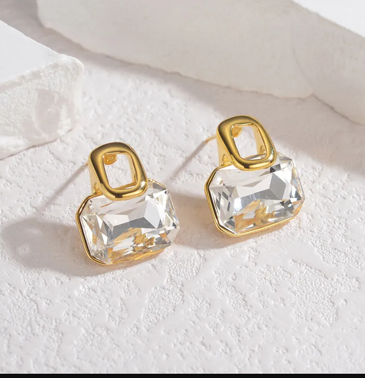 Gold Clear Crystal Jewellery Set - Jewellery Set - 18k Gold Plated Waterproof Jewellery - Collection 9