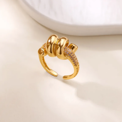 Gold Crystal Spiral Ring - Rings - 18k Gold Plated Waterproof Jewellery - Collection 9