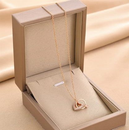 Gold Crystal Heart Pendant Necklace - Necklace - 18k Gold Plated Waterproof Jewellery - Collection 9