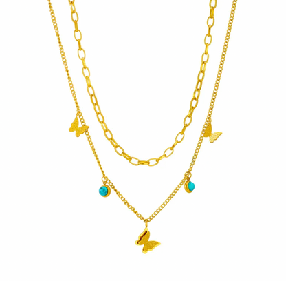 Turquoise Butterfly Layered Necklace