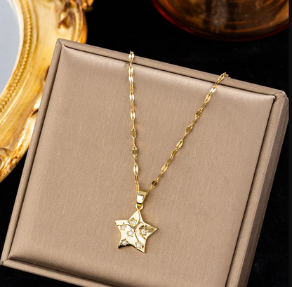 Gold Star Crystal Jewellery Set - Jewellery Set - 18k Gold Plated Waterproof Jewellery - Collection 9
