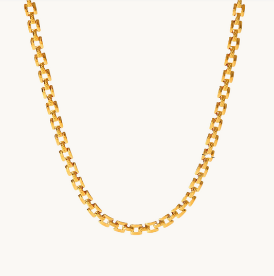 Gold Curb Link Chain - Necklace - 18k Gold Plated Waterproof Jewellery - Collection 9