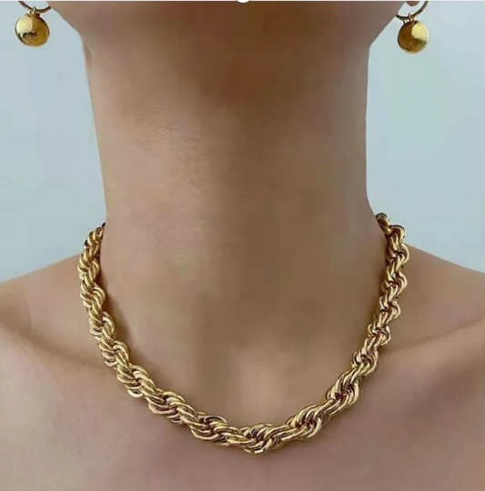 Gold Rope Thick Chain - Necklace - 18k Gold Plated Waterproof Jewellery - Collection 9