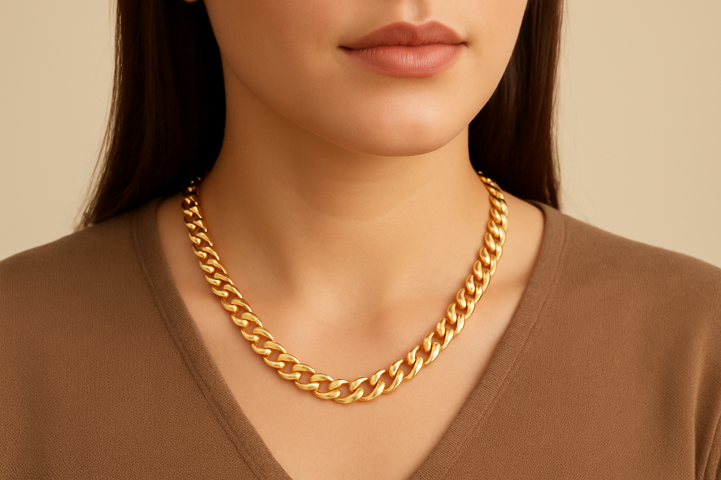 Gold Cuban Link Chain - Necklace - 18k Gold Plated Waterproof Jewellery - Collection 9