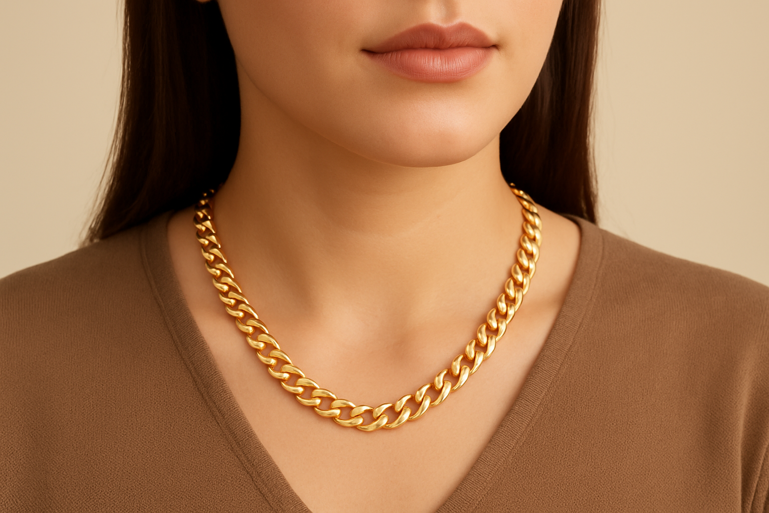 Gold Cuban Link Chain - Necklace - 18k Gold Plated Waterproof Jewellery - Collection 9