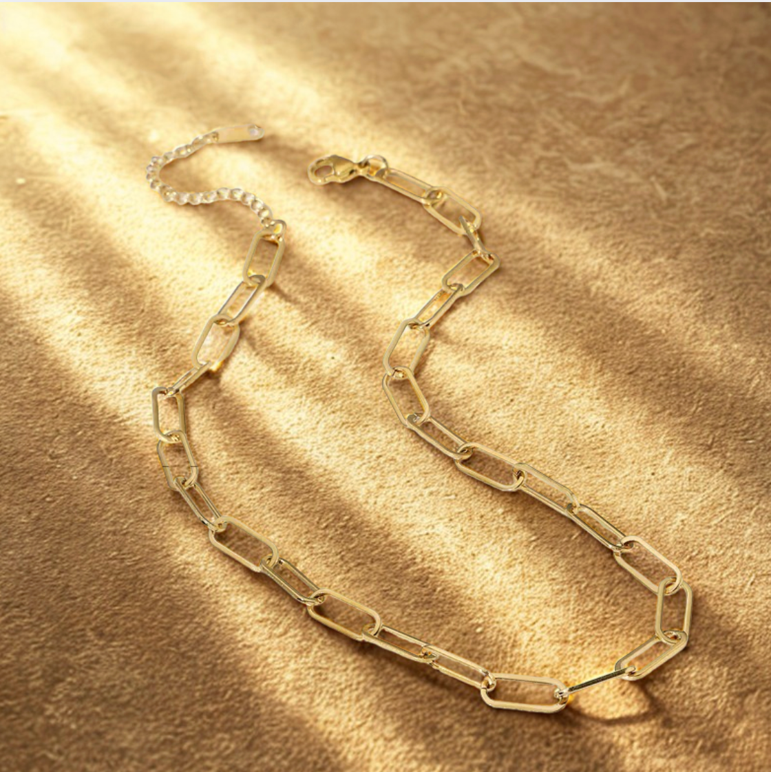 Gold Large Paperclip Link Chain - Necklace - 18k Gold Plated Waterproof Jewellery - Collection 9
