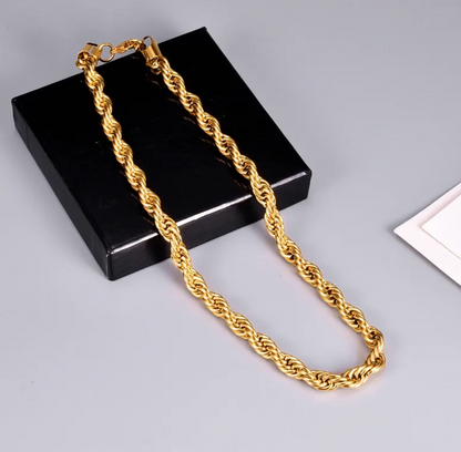 Gold Rope Thick Chain - Necklace - 18k Gold Plated Waterproof Jewellery - Collection 9