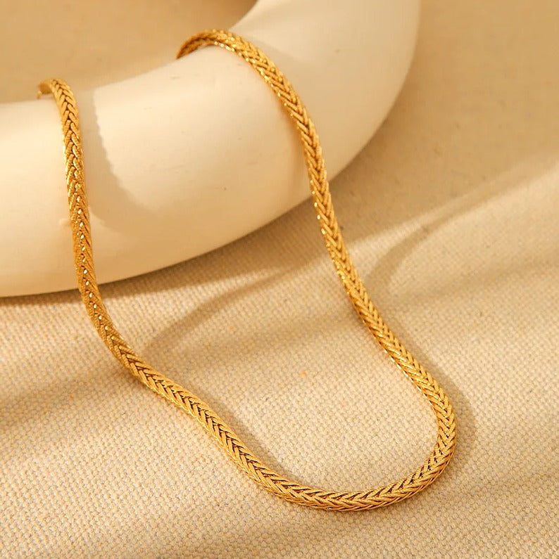 Gold Wheat Chain - Necklace - 18k Gold Plated Waterproof Jewellery - Collection 9