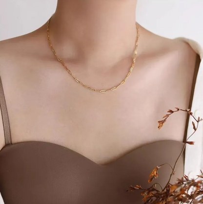 Gold Oval Geometric Link Chain - Necklace - 18k Gold Plated Waterproof Jewellery - Collection 9