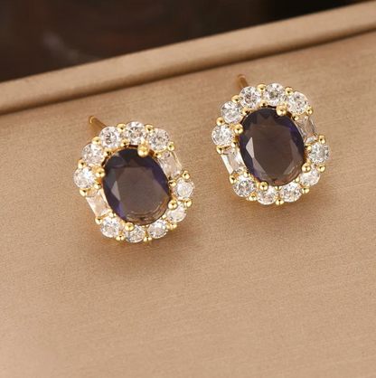 Gold Purple Crystal Jewellery Set - Jewellery Set - 18k Gold Plated Waterproof Jewellery - Collection 9