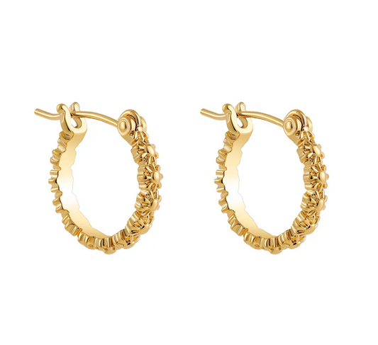 Gold Zircon Cross Huggies Earrings - - 18k Gold Plated Waterproof Jewellery - Collection 9