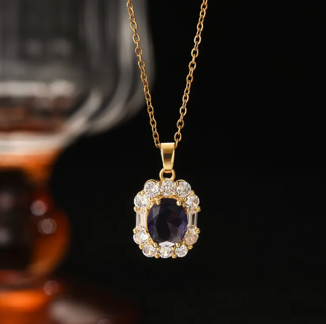 Gold Purple Crystal Jewellery Set - Jewellery Set - 18k Gold Plated Waterproof Jewellery - Collection 9