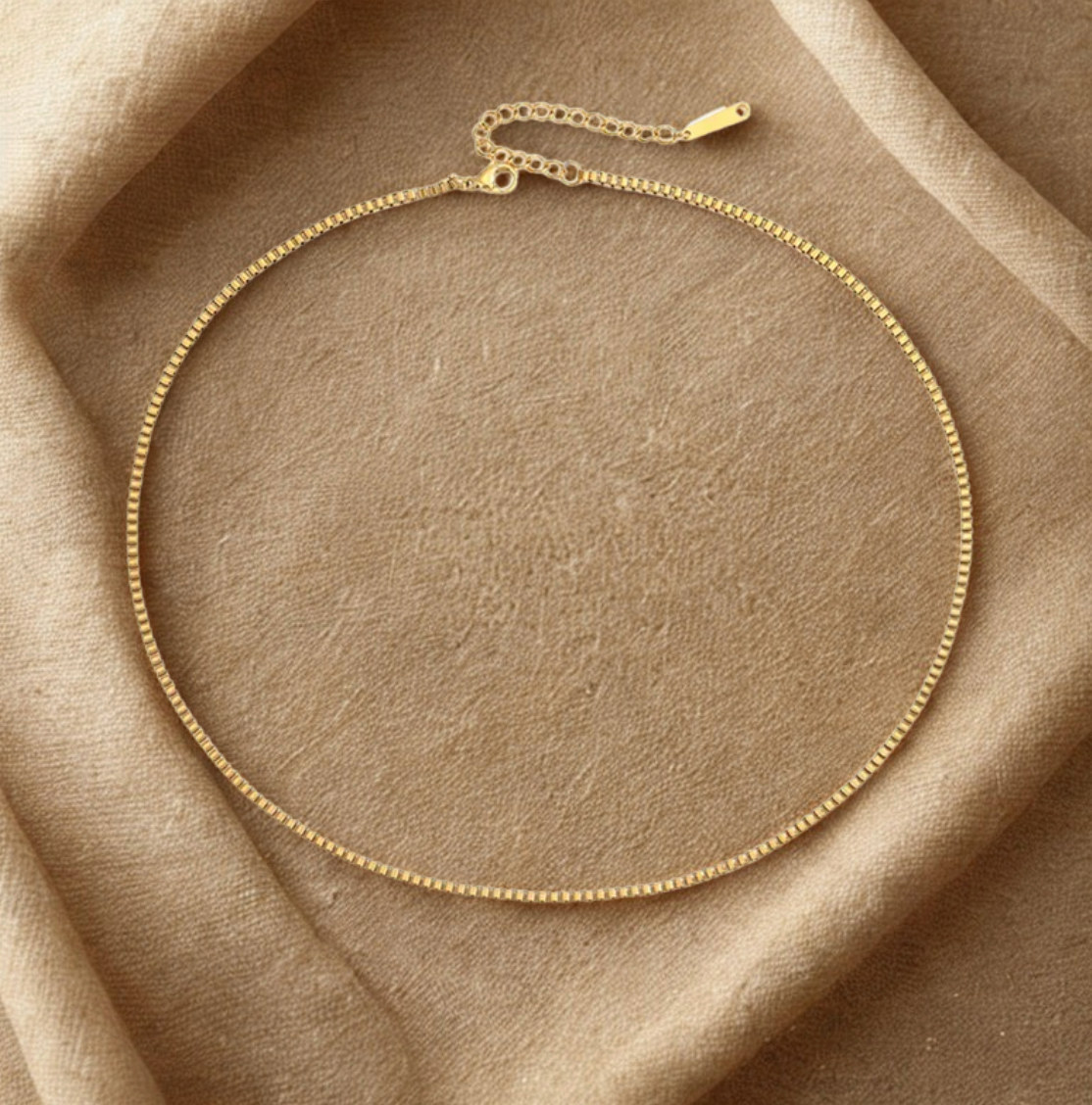 Gold Box Chain - Necklace - 18k Gold Plated Waterproof Jewellery - Collection 9