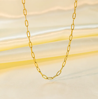Gold Oval Geometric Link Chain - Necklace - 18k Gold Plated Waterproof Jewellery - Collection 9