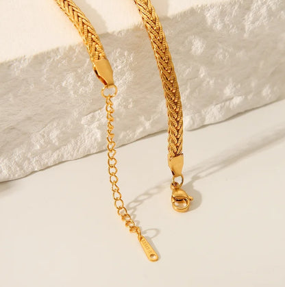 Gold Wheat Chain - Necklace - 18k Gold Plated Waterproof Jewellery - Collection 9
