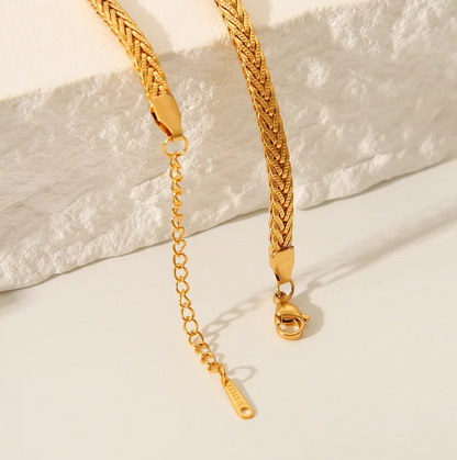Gold Wheat Chain - Necklace - 18k Gold Plated Waterproof Jewellery - Collection 9