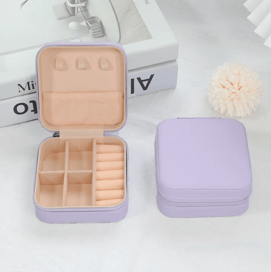 Lavender Luxury Square Travel Jewellery Box - Accessories - 18k Gold Plated Waterproof Jewellery - Collection 9