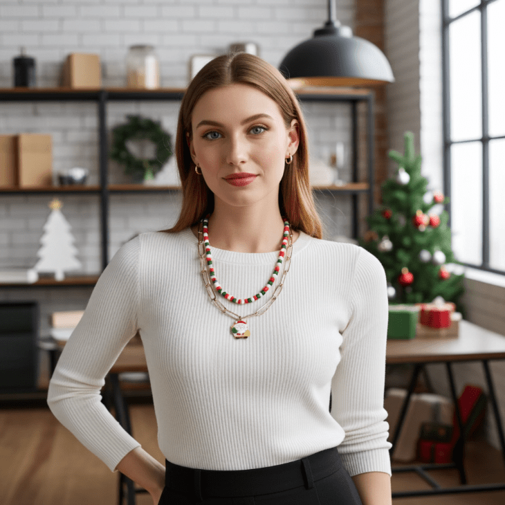 Layered Christmas Charm Necklace - Necklaces - 18k Gold Plated Waterproof Jewellery - Collection 9