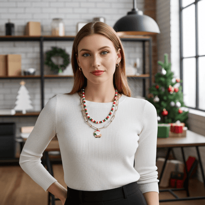 Layered Christmas Charm Necklace - Necklaces - 18k Gold Plated Waterproof Jewellery - Collection 9