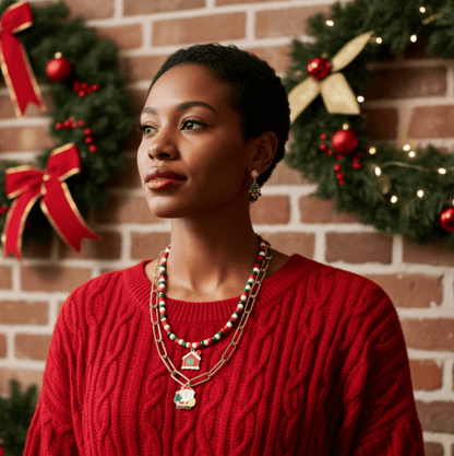 Layered Christmas Charm Necklace - Necklaces - 18k Gold Plated Waterproof Jewellery - Collection 9