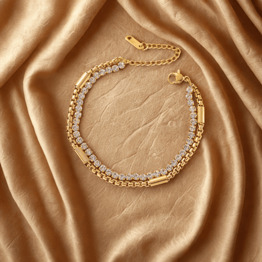 Layered Gold Bracelet - - 18k Gold Plated Waterproof Jewellery - Collection 9