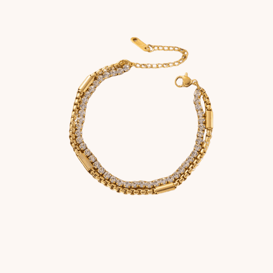Layered Gold Bracelet - - 18k Gold Plated Waterproof Jewellery - Collection 9