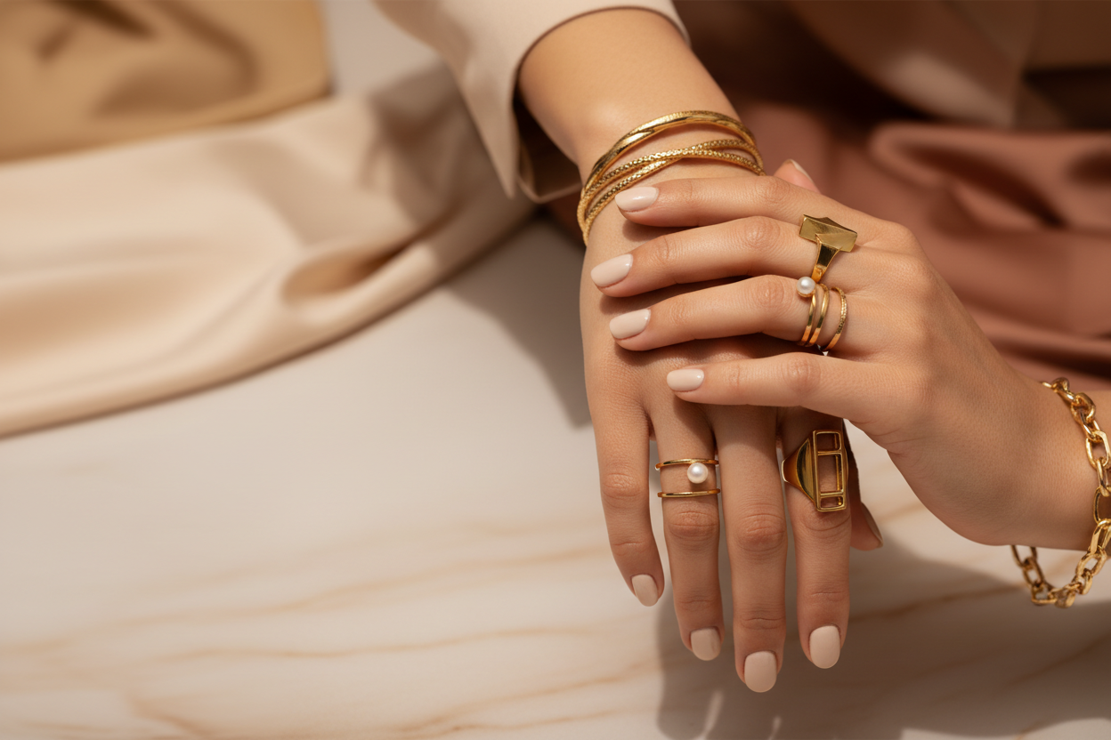 Luxury gold jewellery close-up