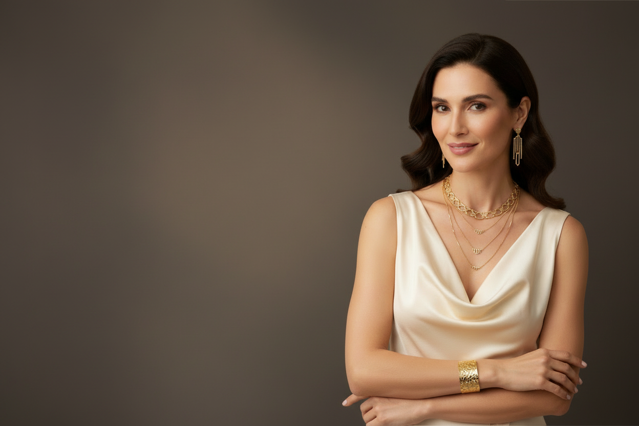 Model with jewellery set - darker background