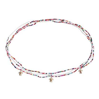 Multicolour Triple Layer Seed Bead Waist Chain with Gold Cowrie Shell Charms - Waist Chains - 18k Gold Plated Waterproof Jewellery - Collection 9