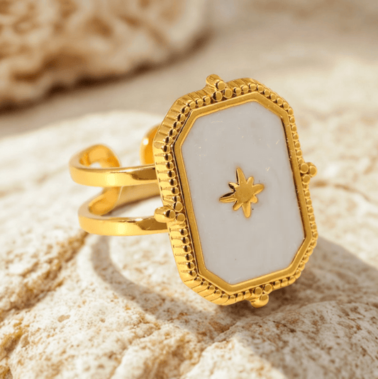 Octagonal Star Ring - Jewelry - 18k Gold Plated Waterproof Jewellery - Collection 9