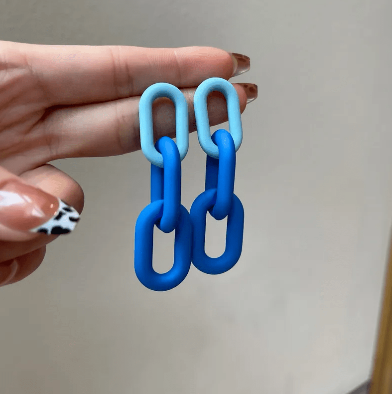 Ombre Matte Chain Link Drop Earrings - Drop Earrings - 18k Gold Plated Waterproof Jewellery - Collection 9