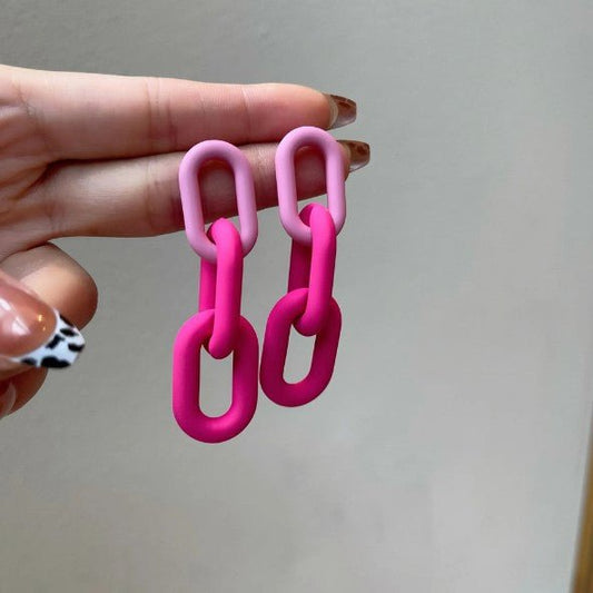 Ombre Matte Chain Link Drop Earrings - Collection 9 Ltd