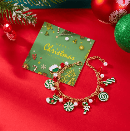 Peppermint Candy Charm Bracelet - Bracelets - 18k Gold Plated Waterproof Jewellery - Collection 9