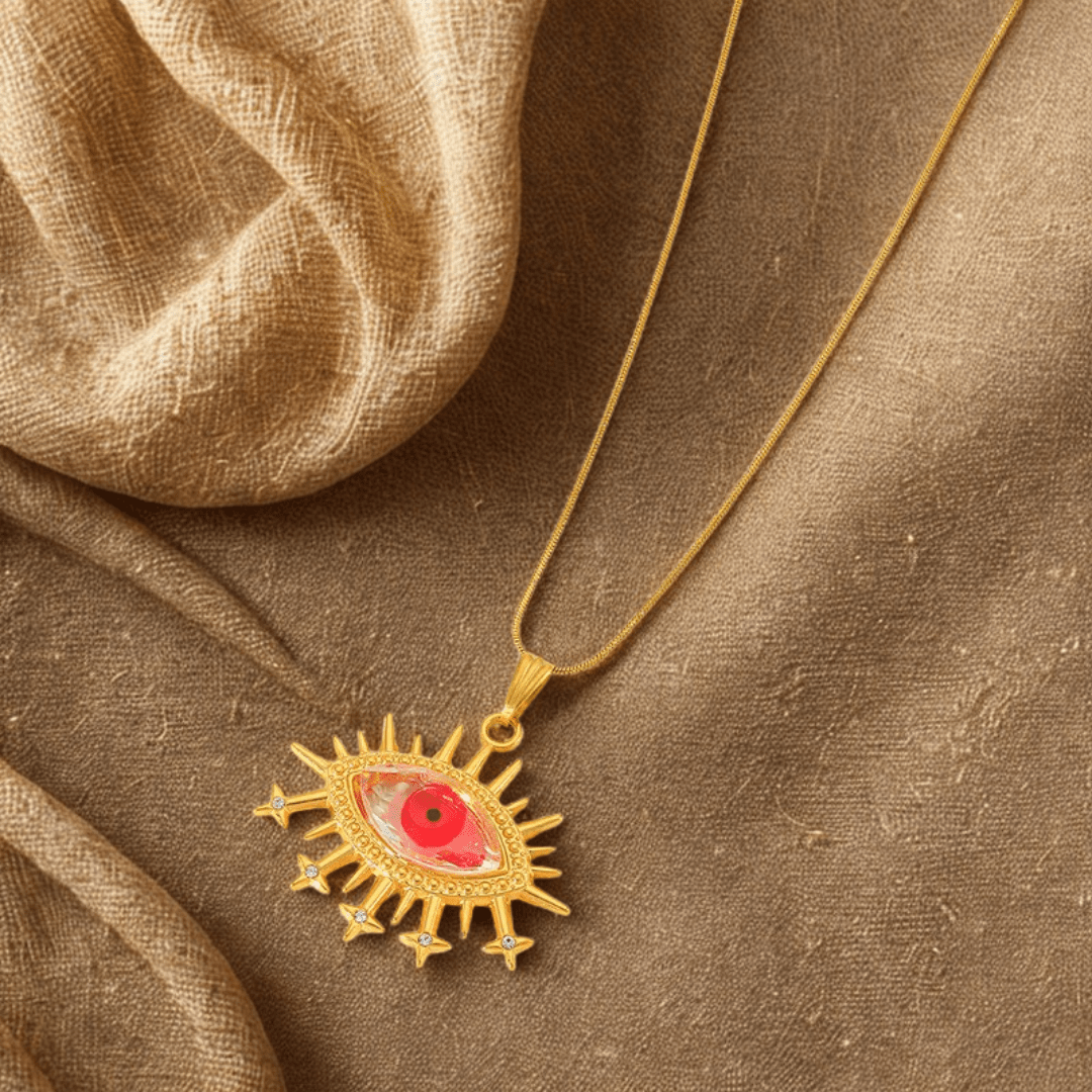Pink Evil Eye Pendant Necklace - Jewelry - 18k Gold Plated Waterproof Jewellery - Collection 9