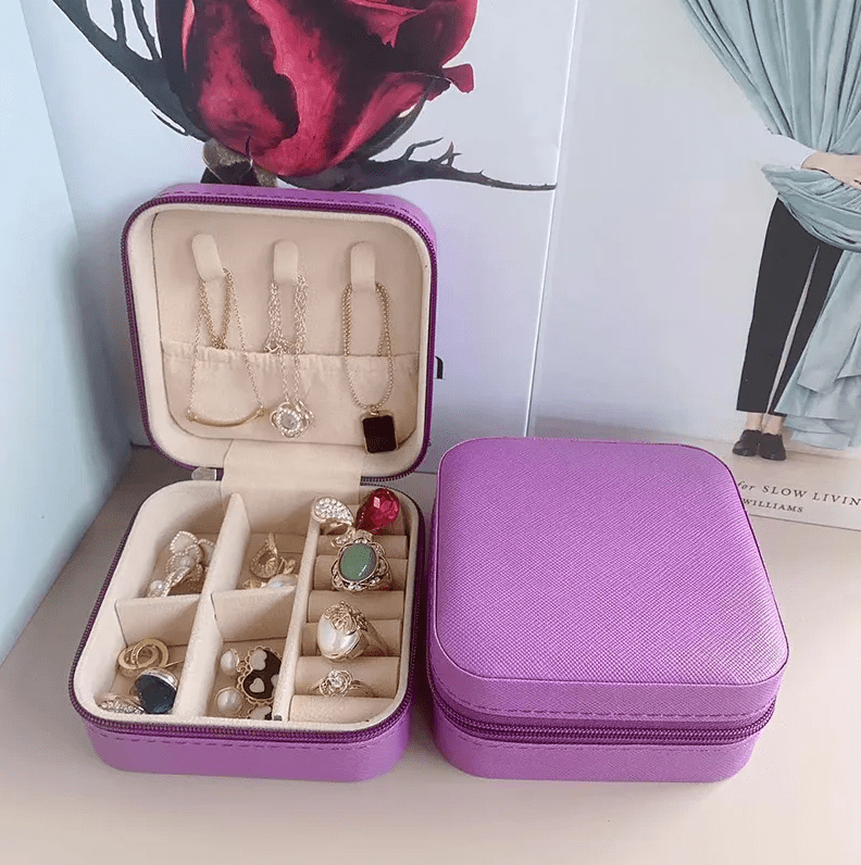 Purple Luxury Travel Jewellery Box - Accessories - 18k Gold Plated Waterproof Jewellery - Collection 9