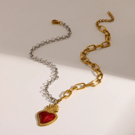 Red Gold Heart Pendant Necklace - Necklaces - 18k Gold Plated Waterproof Jewellery - Collection 9