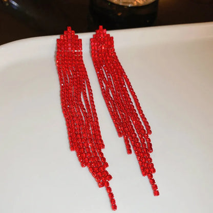 Red Crystal Tassel Earrings - Earrings - 18k Gold Plated Waterproof Jewellery - Collection 9