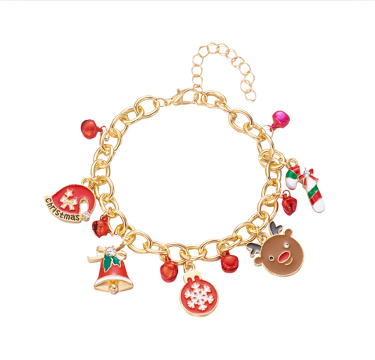 Rudolph & Christmas Bell Charm Bracelet - Bracelets - 18k Gold Plated Waterproof Jewellery - Collection 9
