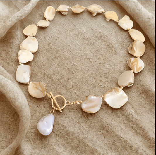 Shell Statement Necklace - - 18k Gold Plated Waterproof Jewellery - Collection 9
