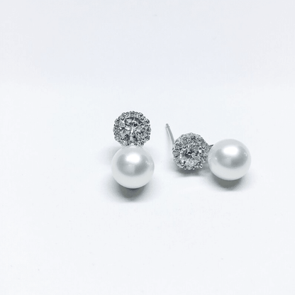 Silver Crystal Pearl Drop Earrings - Earrings - 18k Gold Plated Waterproof Jewellery - Collection 9