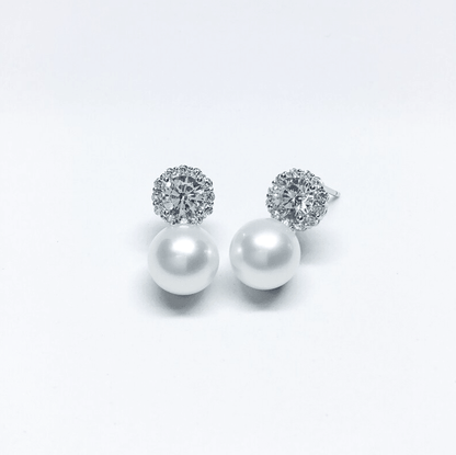 Silver Crystal Pearl Drop Earrings - Earrings - 18k Gold Plated Waterproof Jewellery - Collection 9