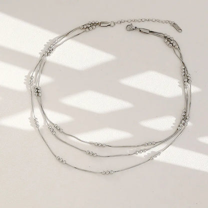 Gold Beaded Triple Layer Necklace - Necklace - 18k Gold Plated Waterproof Jewellery - Collection 9