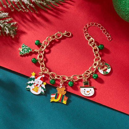 Snowman & Christmas Tree Charm Bracelet - Bracelets - 18k Gold Plated Waterproof Jewellery - Collection 9