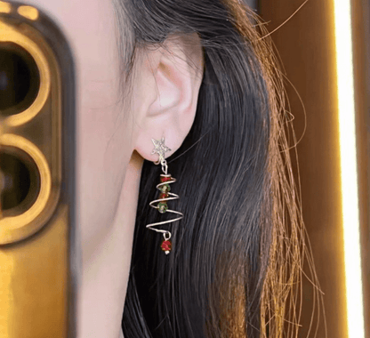 Star & Spiral Tree Drop Earrings - Earrings - 18k Gold Plated Waterproof Jewellery - Collection 9